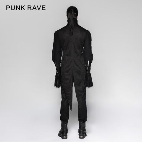 Lace Puff Sleeves Brocade Swallow-tailed Men Gothic Shirt