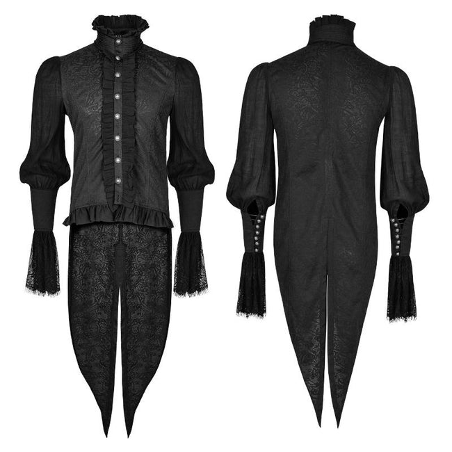 Lace Puff Sleeves Brocade Swallow-tailed Men Gothic Shirt