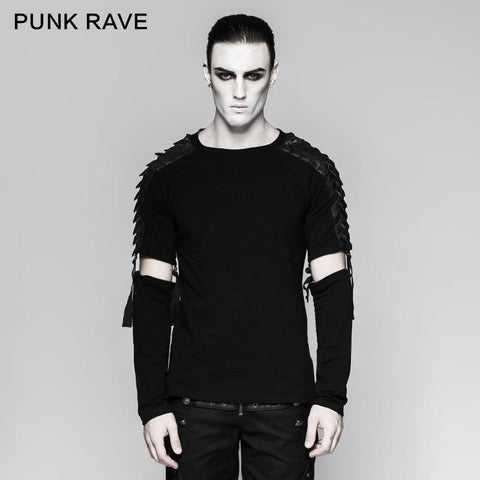 European Style Detachable Sleeves Cotton Punk T-shirts