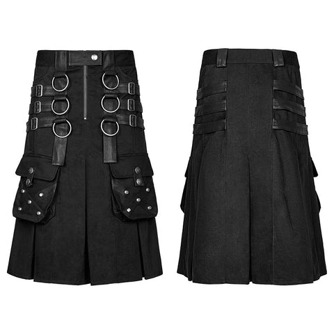 Big Pockets Mens Kilts Metallic Middle Punk Skirt