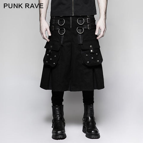 Big Pockets Mens Kilts Metallic Middle Punk Skirt