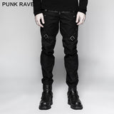 Straight-leg Trousers Men Fasteners Metal Punk Pants