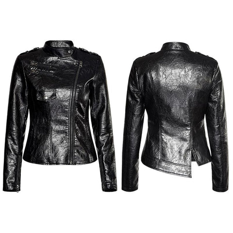 Motorcycle  Slim-fitting Leather Punk Jacket For Women