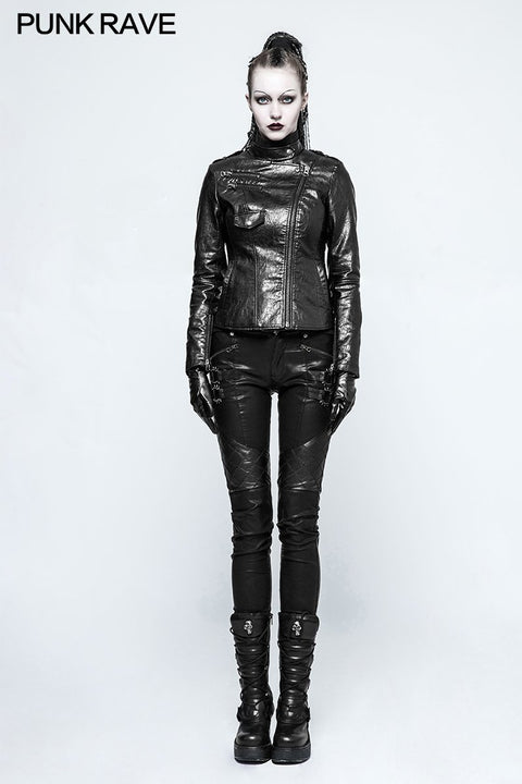 Motorcycle  Slim-fitting Leather Punk Jacket For Women