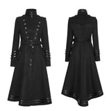 Asymmetry Worsted Long Punk Coat Women Black Military Uniform