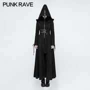 Women Dark Angel Long Gothic Coat Hooded Fake Two Piece