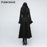 Women Disc Flowers Worsted Long Gothic Coat With Hooded