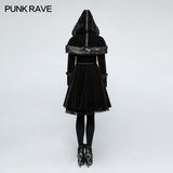 Sweet Lolita Style Velvet Hooded Gothic Coat With Tiered Lace