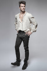 Black Spring New Chinese Knot Skinny Gothic Pants For Men