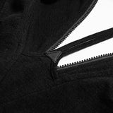 Slim Sexy Black Knitted Hooded Gothic Dresses With Hollow-out Back