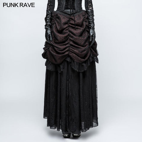 Gorgeous Flame Jacquard Gothic Skirt With Bubble Lace Hem