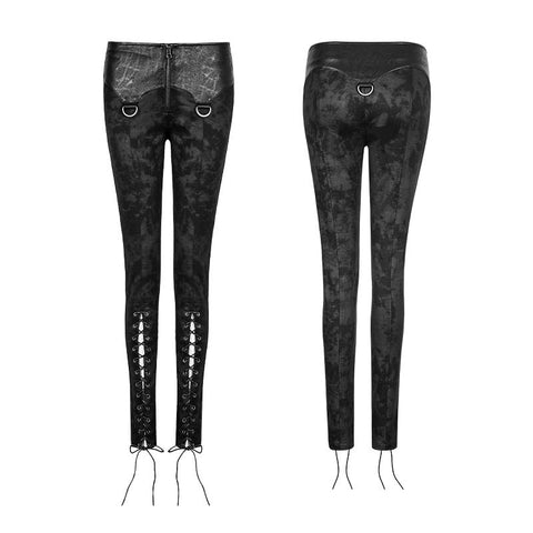 Cloud Patterns Punk Pants Leggings With Eyelet Drawstring