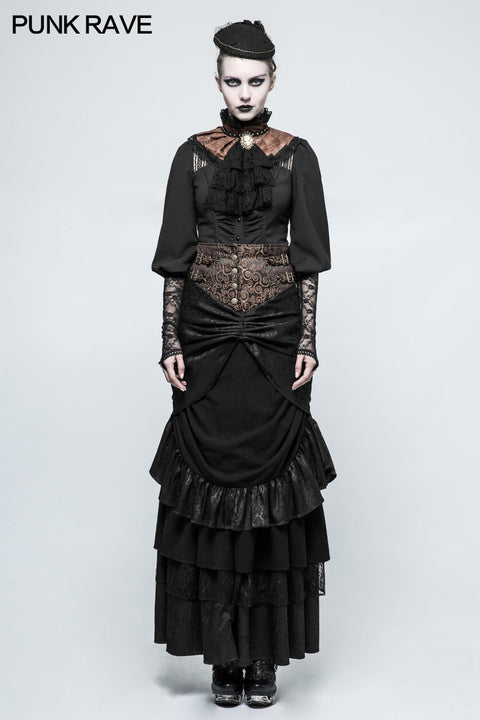 Black Dual-use Lace Punk Accessories Necktie For Women