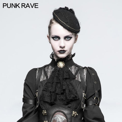 Black Dual-use Lace Punk Accessories Necktie For Women