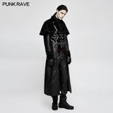 Winter Long Leather Velvet Gothic Coat With Active Belt
