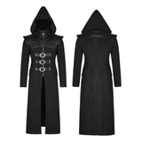 Stand-collar Long Leather Gothic Coat With Detachable Hat