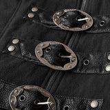 Stand-collar Long Leather Gothic Coat With Detachable Hat