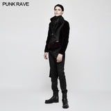 Fashion Men Velvet Gothic Coat With Adjustable Buckle