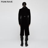 Fashion Men Velvet Gothic Coat With Adjustable Buckle