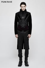 Fashion Men Velvet Gothic Coat With Adjustable Buckle