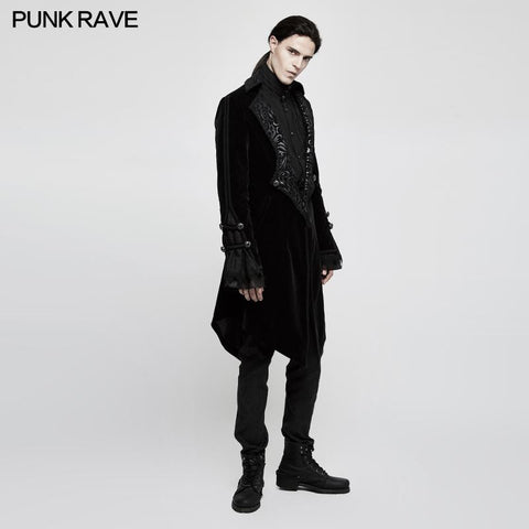 Suede Embossed Velvet Gothic Coat Gorgeous Medium Long Style