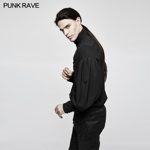 Gorgeous Dise Floret Stripes Gothic Shirt With Long Lantern Sleeve