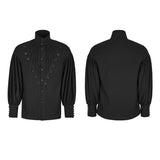 Gorgeous Dise Floret Stripes Gothic Shirt With Long Lantern Sleeve
