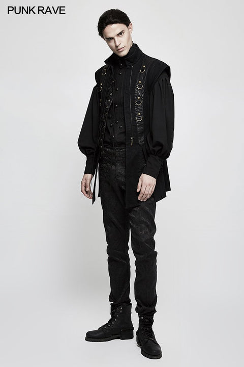 Gorgeous Dise Floret Stripes Gothic Shirt With Long Lantern Sleeve