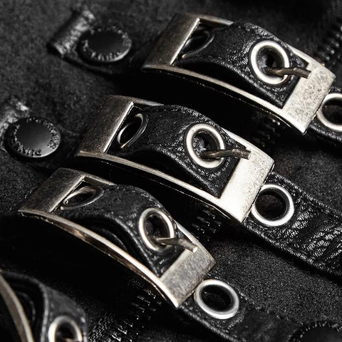 Handsome Dark Medium Long Punk Coat With Cross On Back