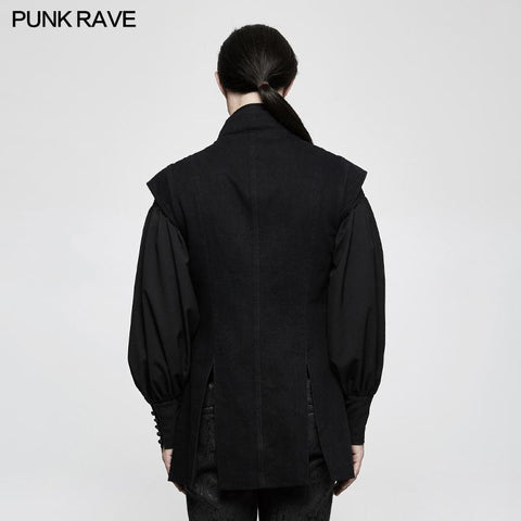 Personality Split Hem Leather Punk Vest For Men