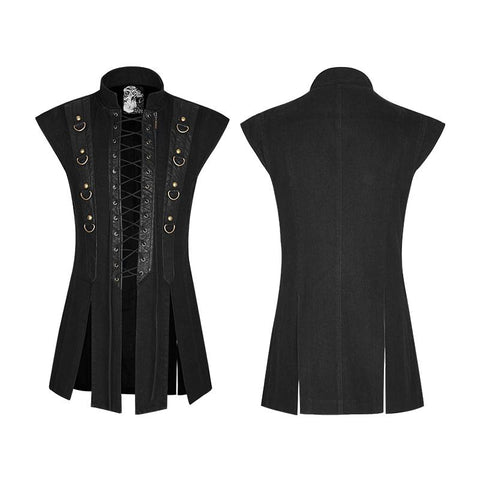 Personality Split Hem Leather Punk Vest For Men