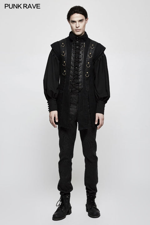 Personality Split Hem Leather Punk Vest For Men