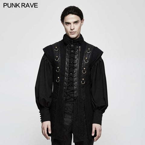 Personality Split Hem Leather Punk Vest For Men