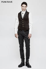 Vintage Jacquard Wool Punk Vest Joker Slim-fitting Waistcoat