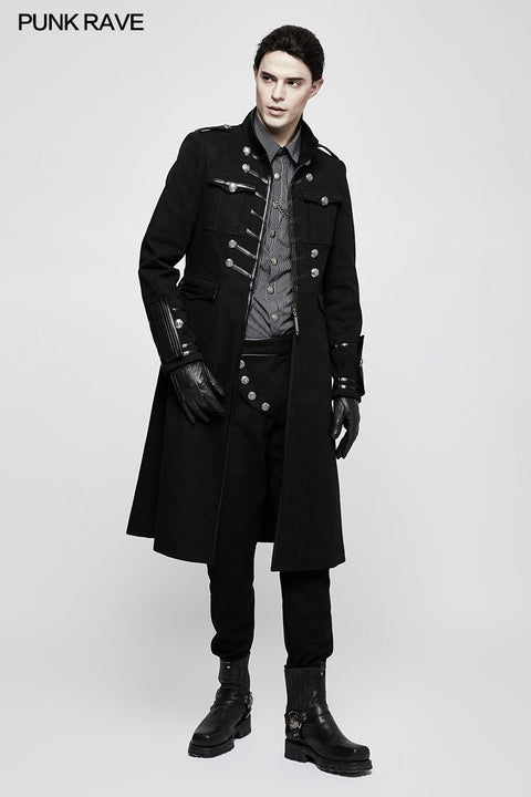 Handsome Striped Punk Shirt With Free Hanging Metal Chain