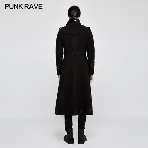Stand-collar Military Uniform Punk Jacket With Removable Belt