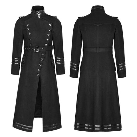 Stand-collar Military Uniform Punk Jacket With Removable Belt