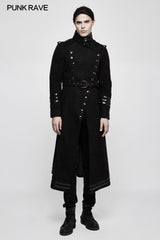 Stand-collar Military Uniform Punk Jacket With Removable Belt