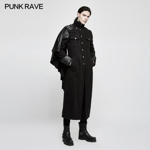 Handsome Military Uniform Punk Jacket With Removable Shawl Shoulder