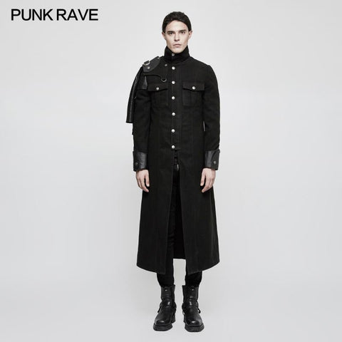 Handsome Military Uniform Punk Jacket With Removable Shawl Shoulder
