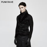 Stereo Stripe Elastic Knitted Gothic T-shirts With High Neck Collar