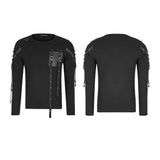 Military Uniform Long Sleeve Punk T-shirts With Ribbon Design