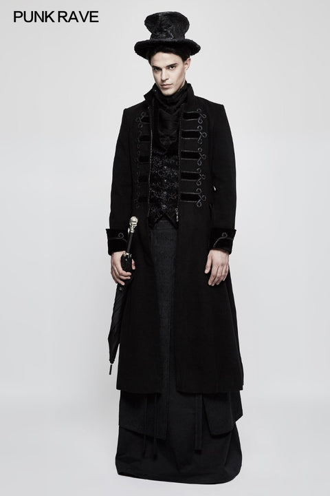 Jacquard Fabric Half Long Black Gothic Skirt For Men