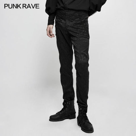 Handsome Jacquard Chinese Frog Black Gothic Pants For Men