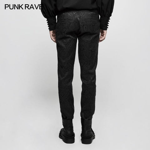 Handsome Jacquard Chinese Frog Black Gothic Pants For Men