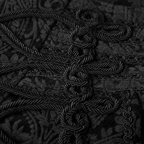 Handsome Jacquard Chinese Frog Black Gothic Pants For Men