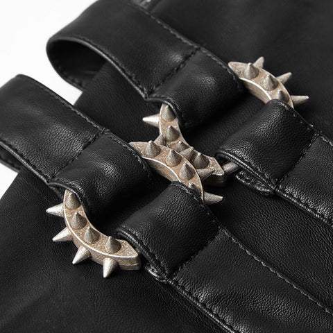 Elastic Mesh Spliced Leather Punk Pants For Men