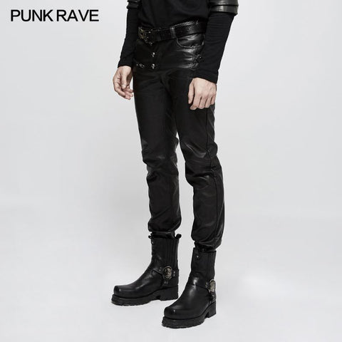 Personality Split Stitch Leather Punk Pants For Men