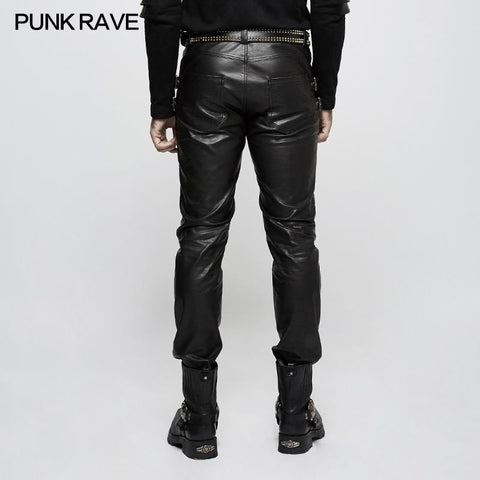 Personality Split Stitch Leather Punk Pants For Men