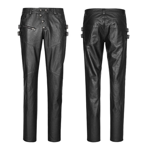 Personality Split Stitch Leather Punk Pants For Men